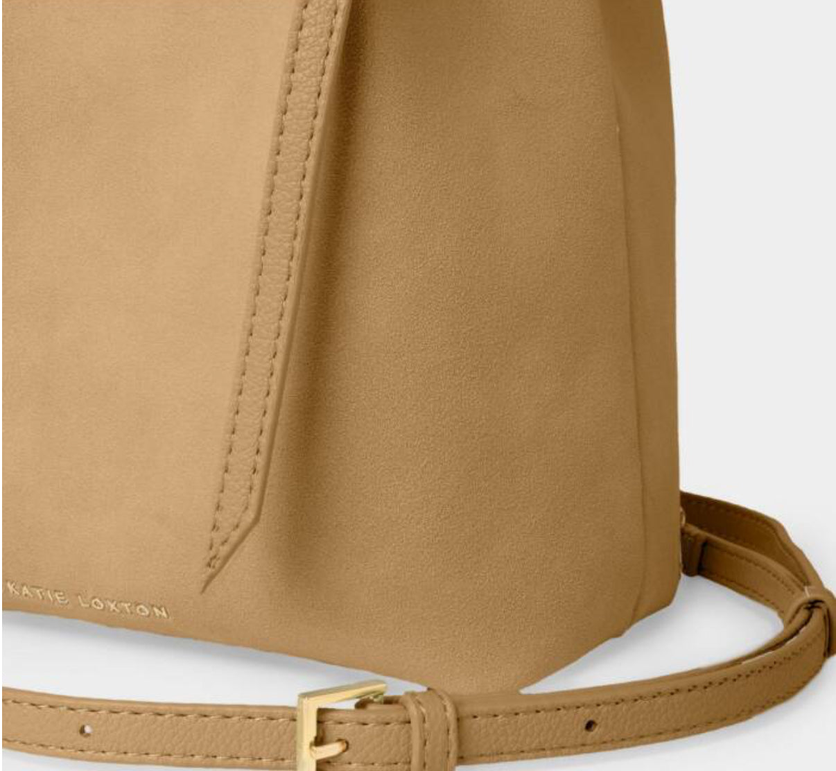 Celina Bucket Bag- Faux Suede Camel