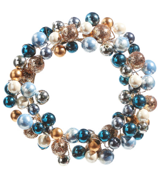 5.5" Bead Mini Wreath-Candle Ring, Blue