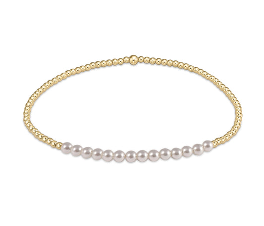 Gold Bliss 2mm Bead Bracelet- Pearl