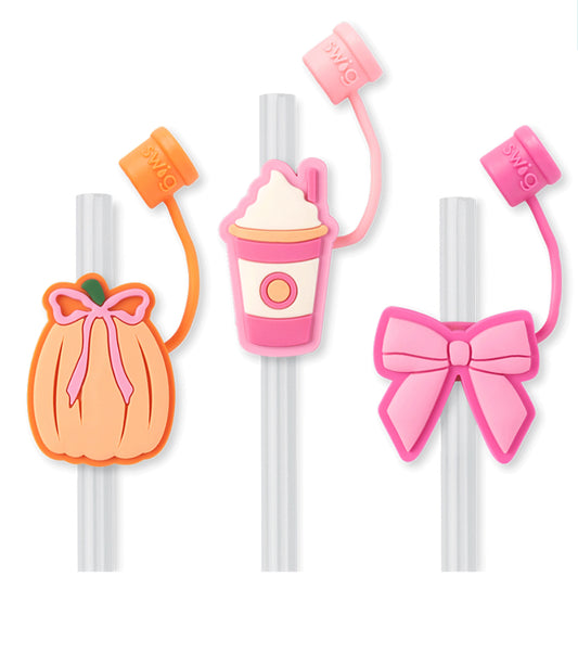 Pumpkin Bow Straw Toppers