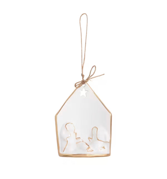 Gold Edge Nativity Ornament