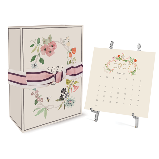 2027 Classic Desk Calendar: Silver Easel
