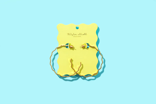 Hoop Earrings -Large - Wavy Gold-Plated - Cassie