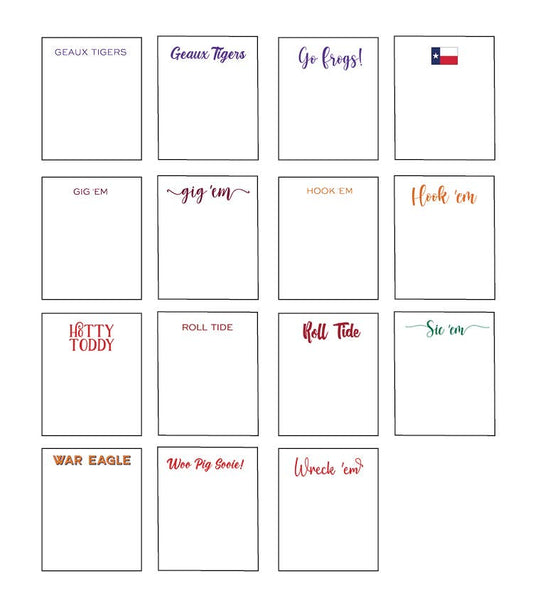 Collegiate Spirit Notepads: Go Tigers - San Serif