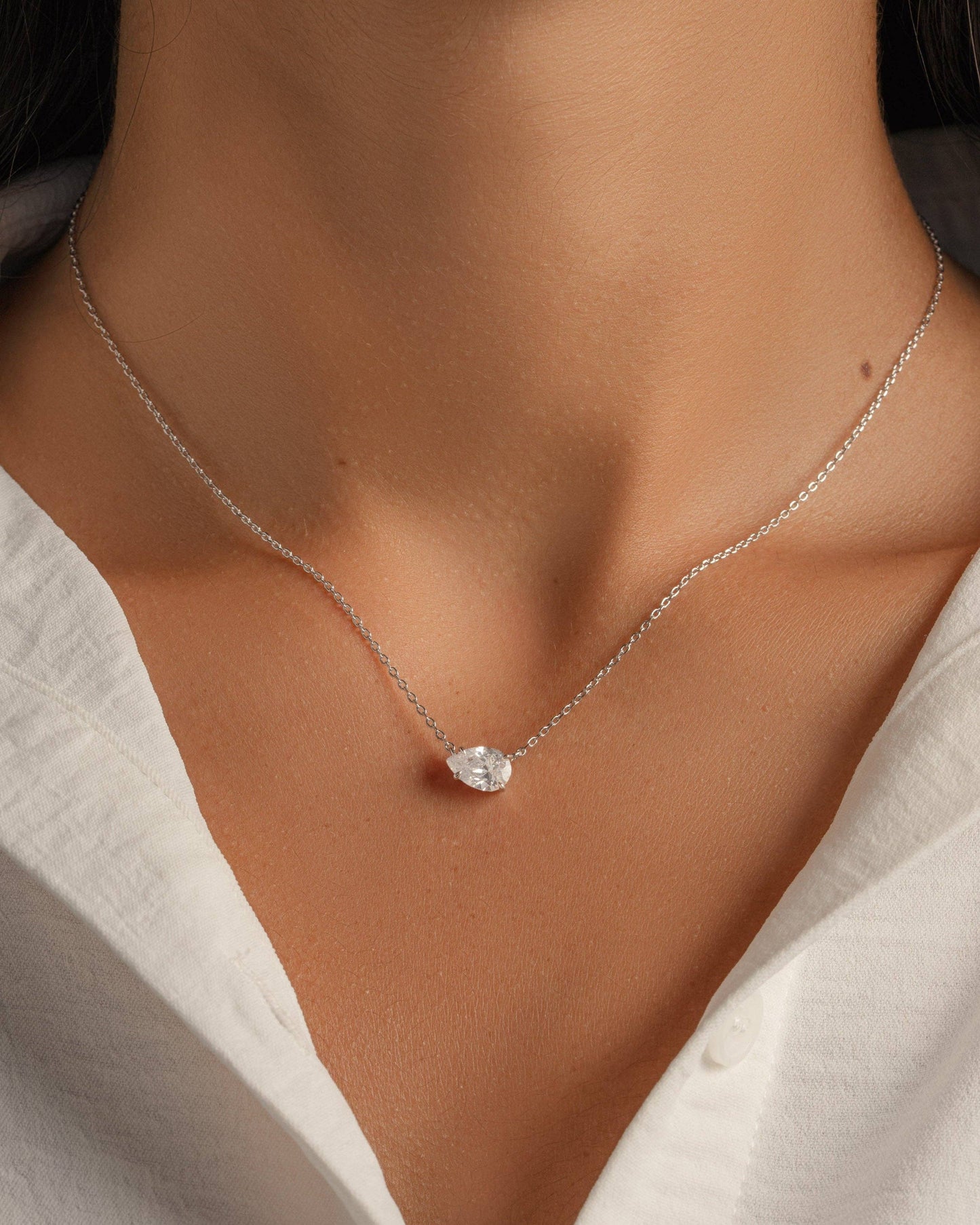 Sideways Pear Necklace: Gold