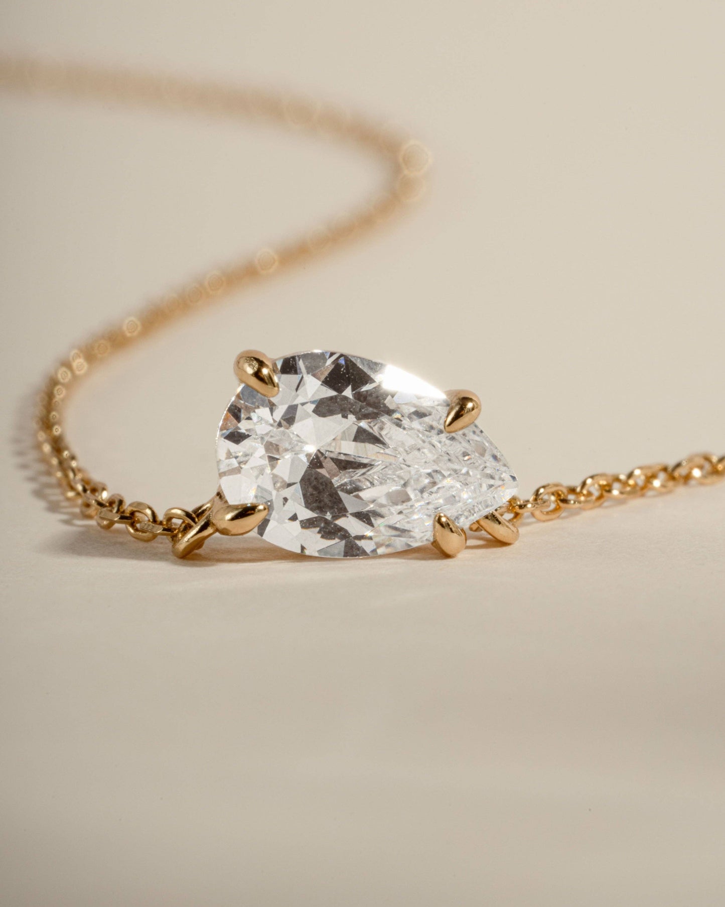 Sideways Pear Necklace: Gold
