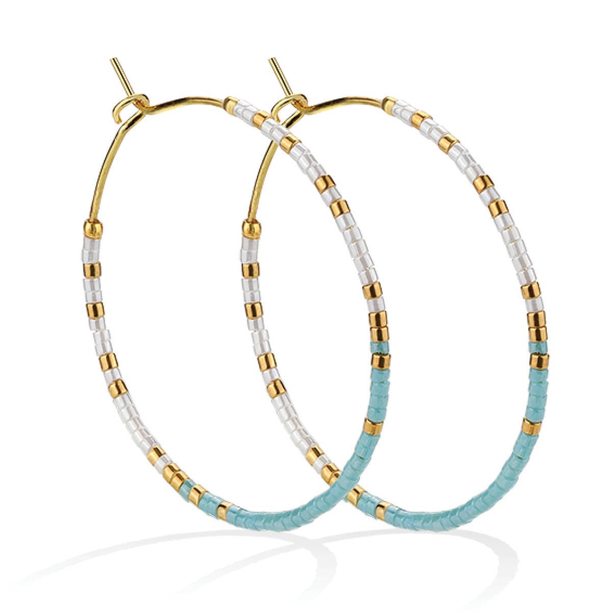 Miyuki Delica Hoop Earrings: Multi