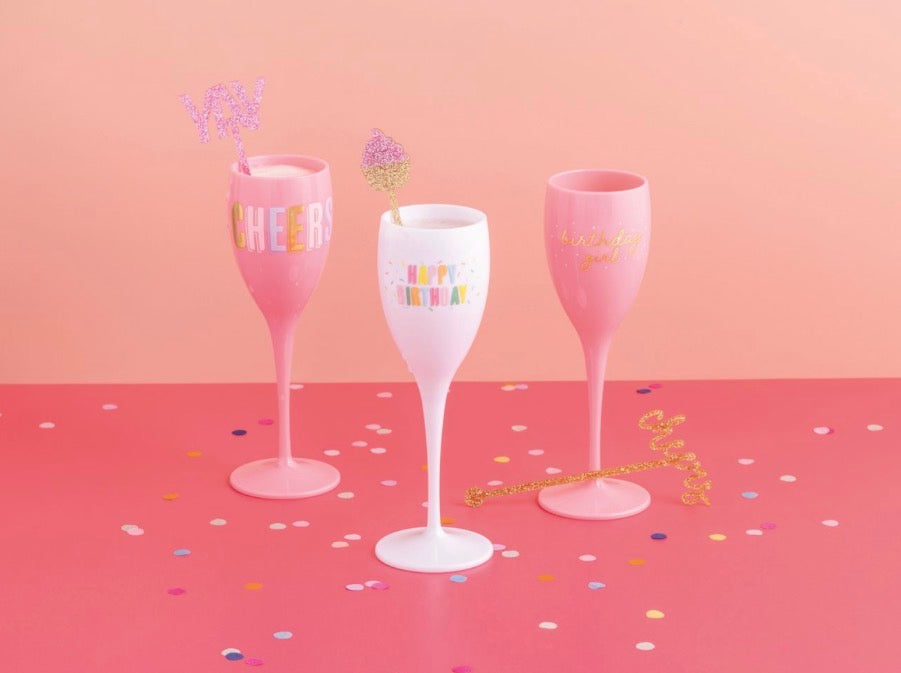 Birthday Acrylic Flute & Stirrer