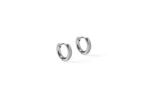 Huggie Earrings - Scarlett Hoop Silver 8mm CZ