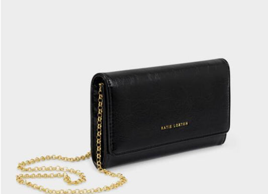 Zea Patent Crackle Crossbody Wallet- Black