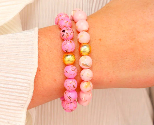 MARBLE BEADED BRACELET - PINK