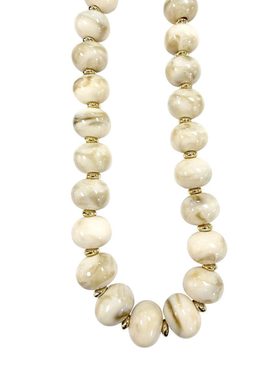 Marble Beaded Necklace- Cream
