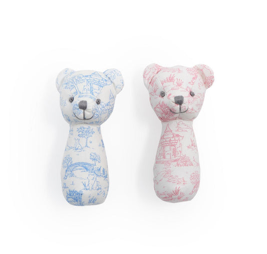 Animal Toile Pattern Teddy Bear Rattle