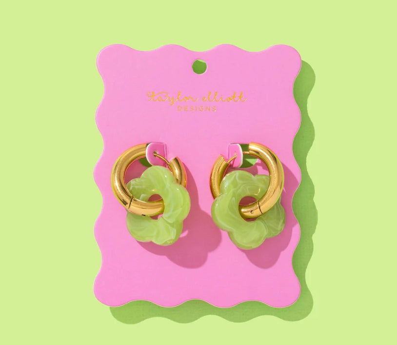 Laurel Huggie Earrings- Green
