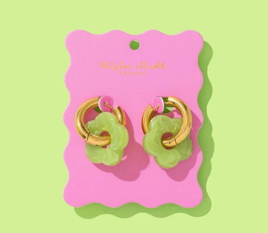 Laurel Huggie Earrings- Green