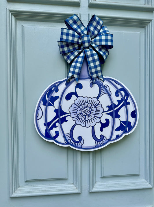 Chinoiserie Pumpkin Door Hanger