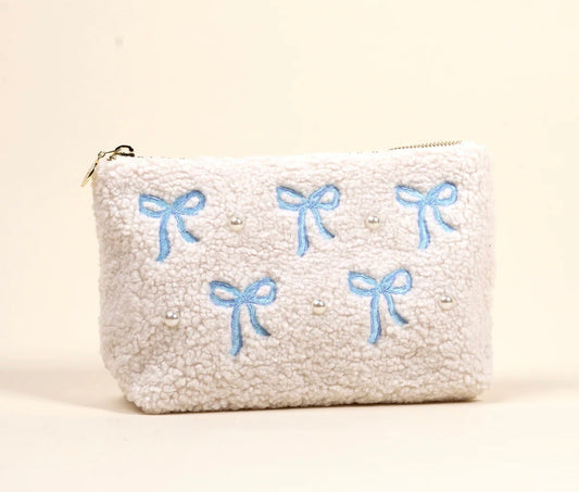 Teddy Pouch- Blue Bow