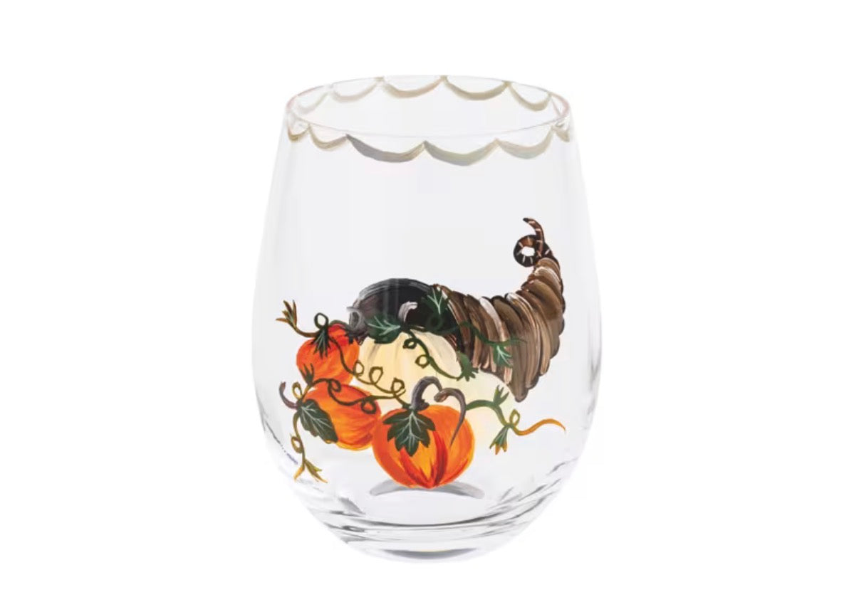 Painted Fall Wine Glass