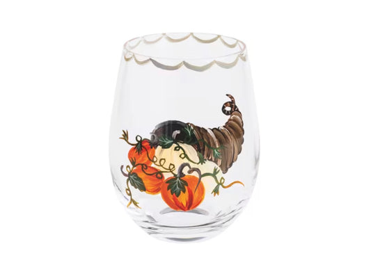 Painted Fall Wine Glass