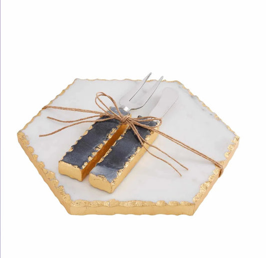 Chipped Marble Cheese Set