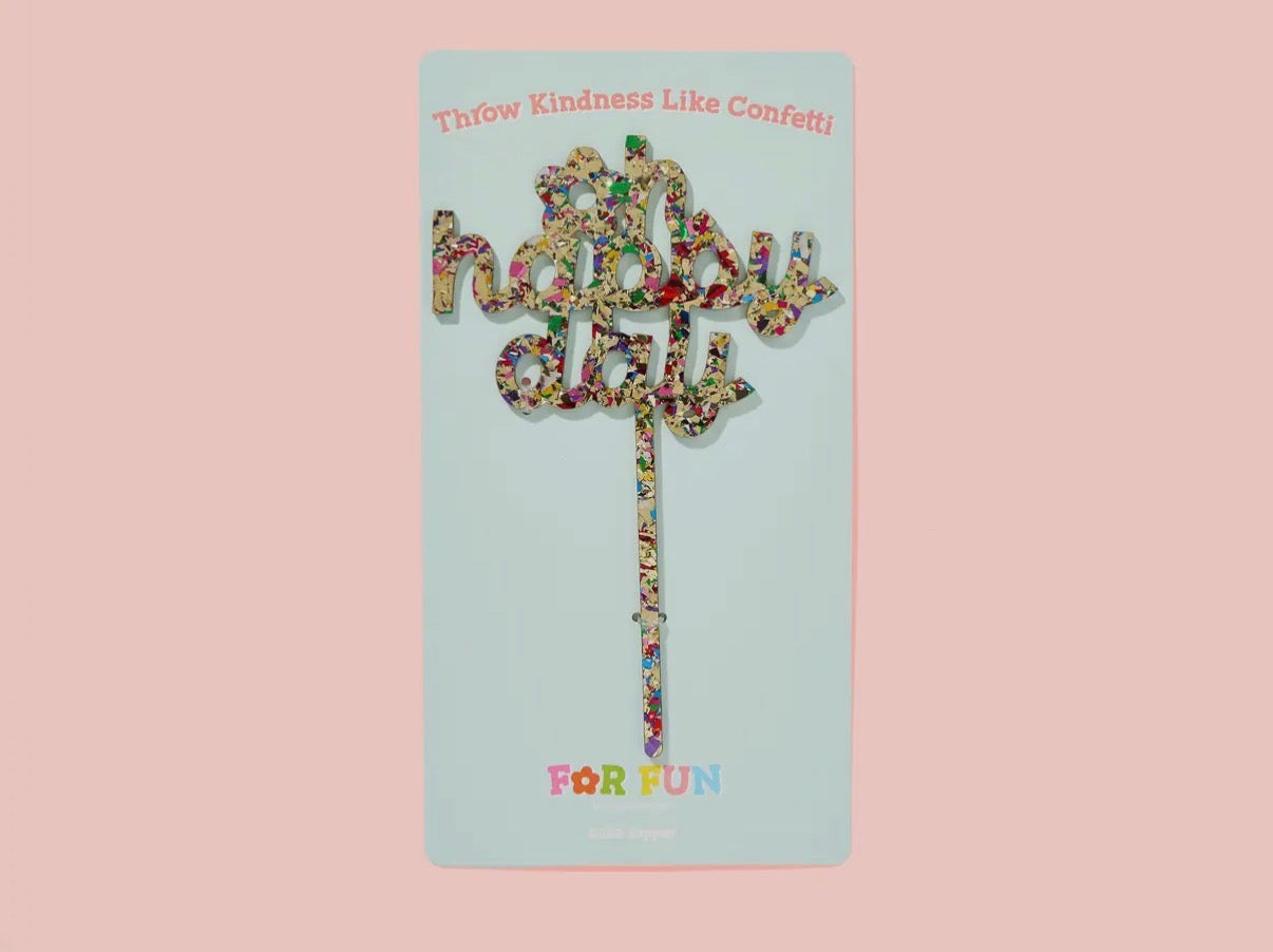 Confetti Cake Topper- Oh Happy Day