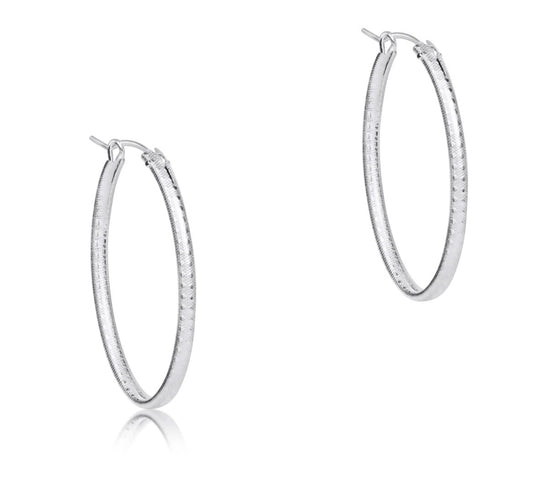 oval sterling 1" hoop- textured