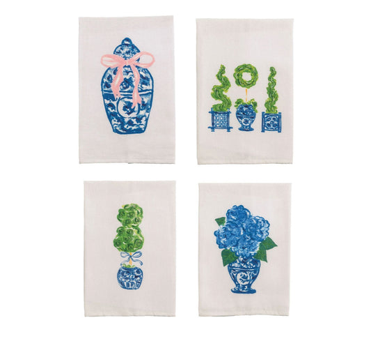 Painted Chinoiserie Tea Towels