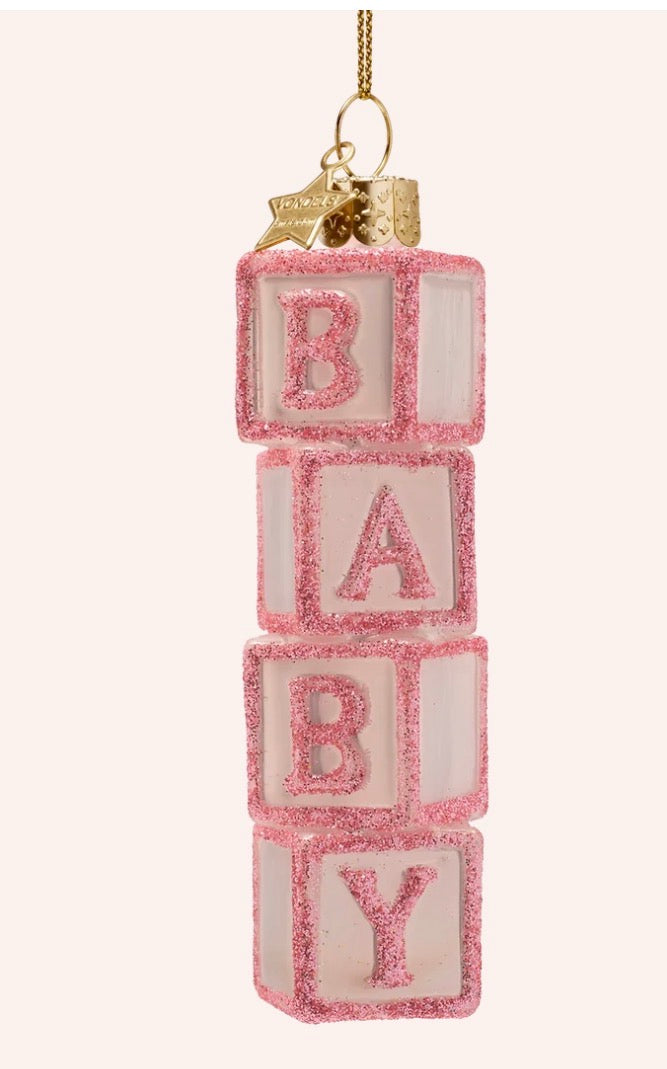 Pink Baby Blocks Ornament