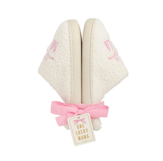 Mama Embroidered Slippers