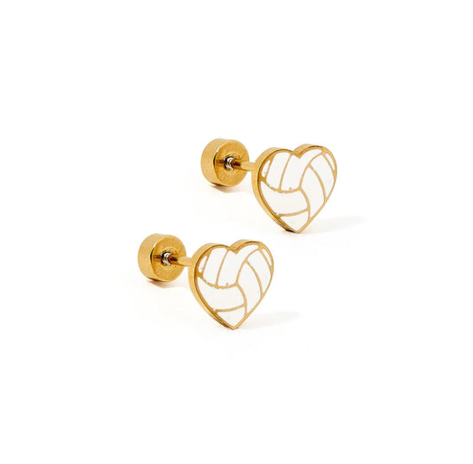 Screwback Stud Earrings - Volleyball