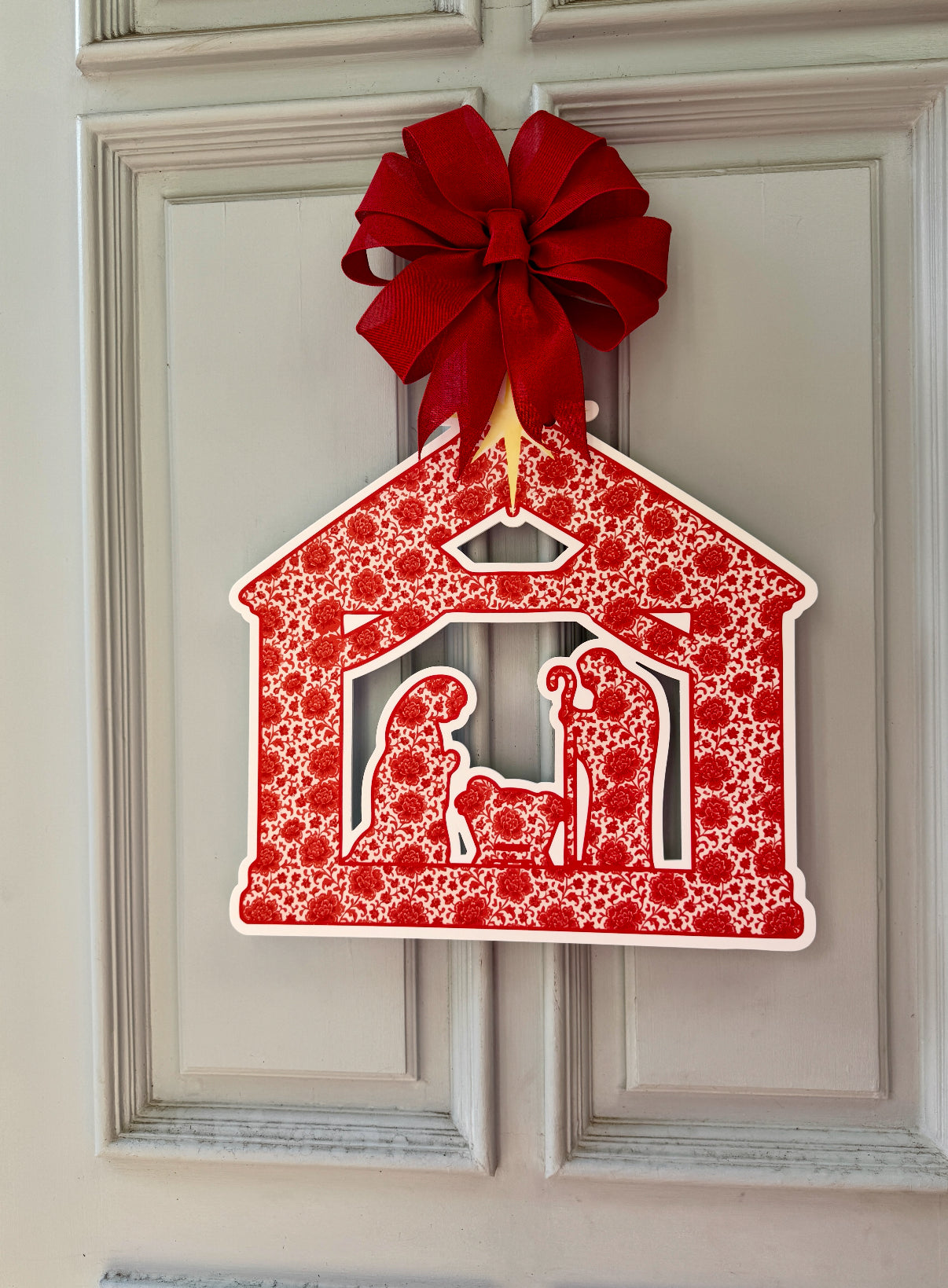 Red Nativity Door Hanger
