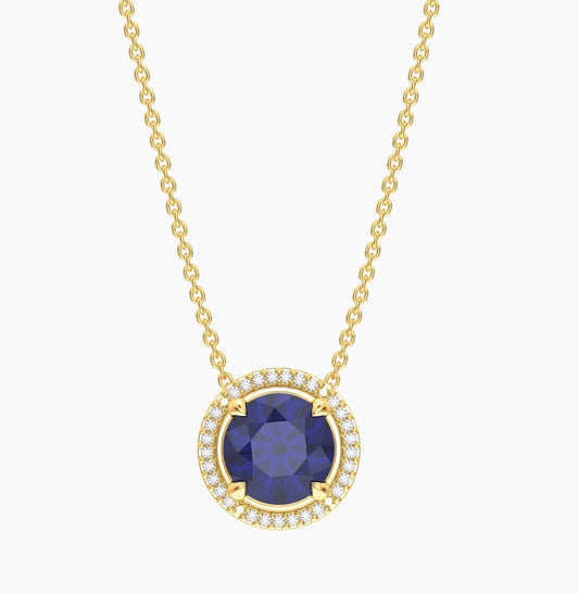 Sapphire Birthstone Pendant Necklace (September)