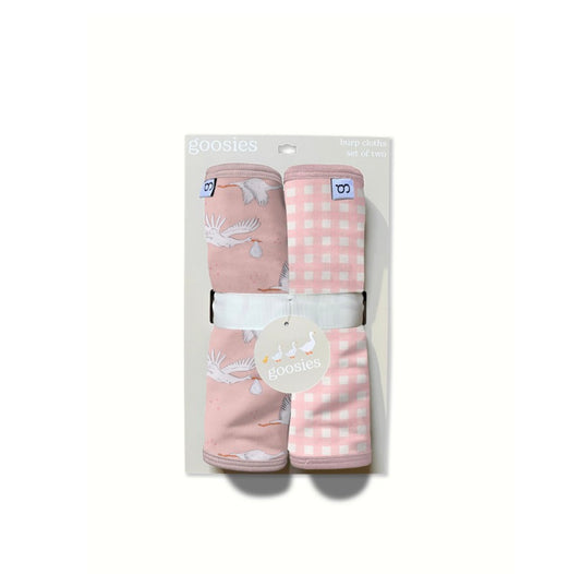 Burp Cloth Set- Gingham Cottage Pink