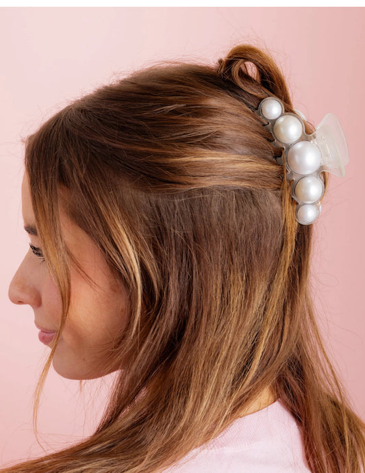 Claw Hair Clip - Clear+ Pearl
