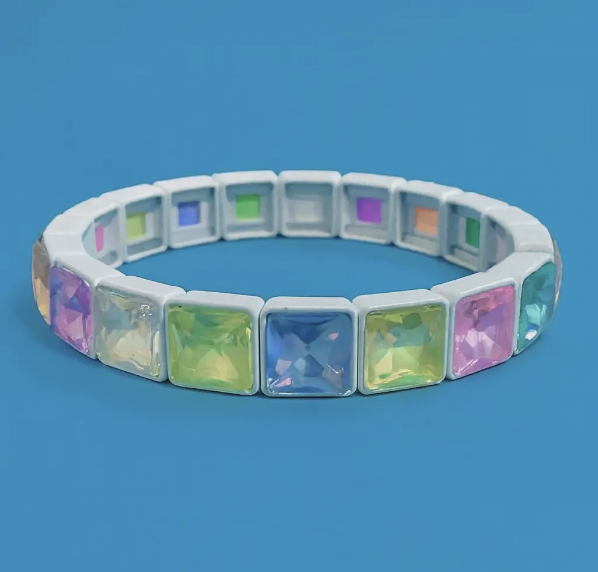Enamel Stretch Bracelet- Libby - Rainbow