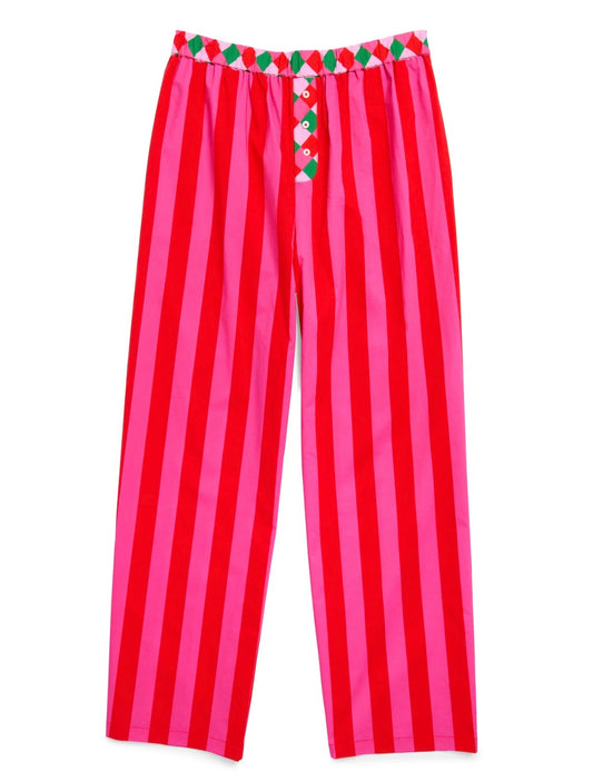 Festive Stripe Boxer Pajama Pants- Red