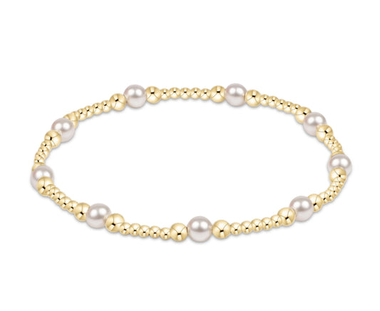 Classic Purpose Pattern 4mm Bead Bracelet- Pearl