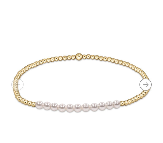 Gold Bliss 3mm Bead Bracelet- Pearl