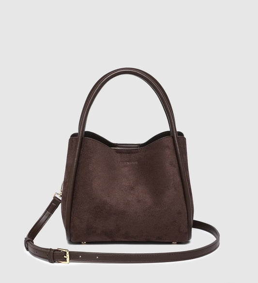 Steffie Suede Mini Tote Bag- Chocolate
