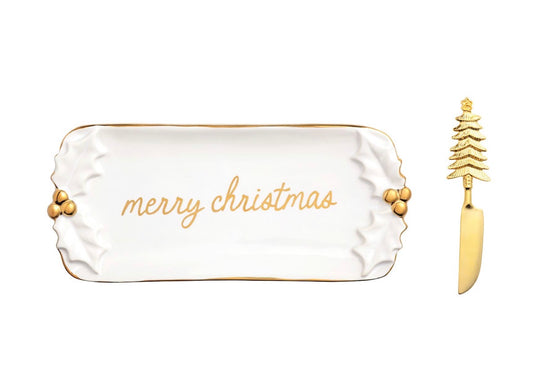 Gold Holly Butter Dish