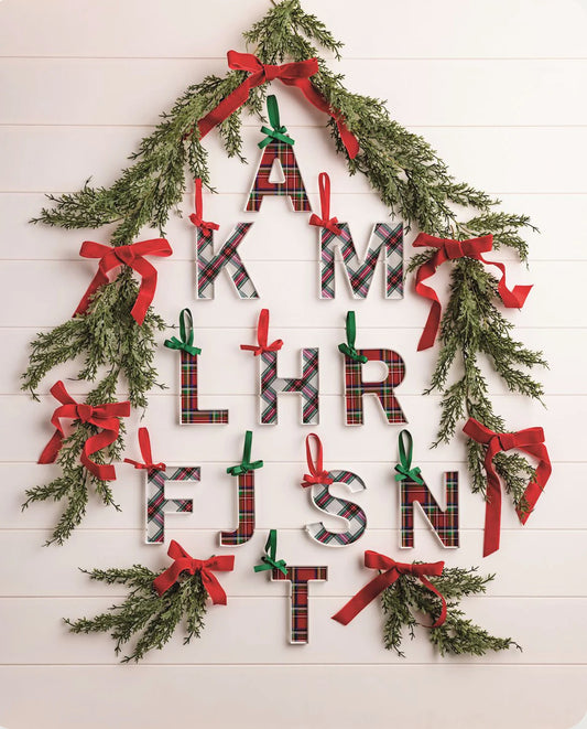 Tartan Acrylic Initial Ornament