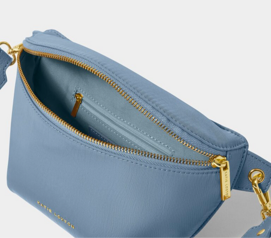 Nylon Luxe Belt Bag- Blue Skye