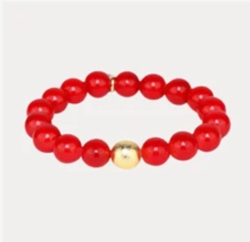 Bianca Beaded Bracelet- Red Berry