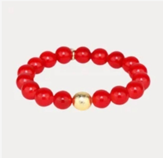 Bianca Beaded Bracelet- Red Berry