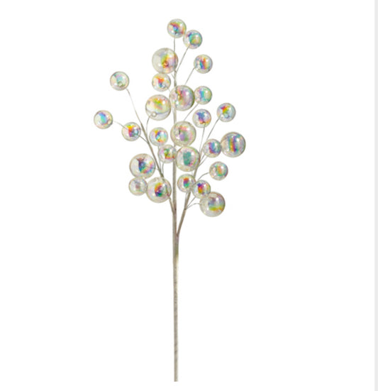 28" Iridescent Ball Ornament Spray