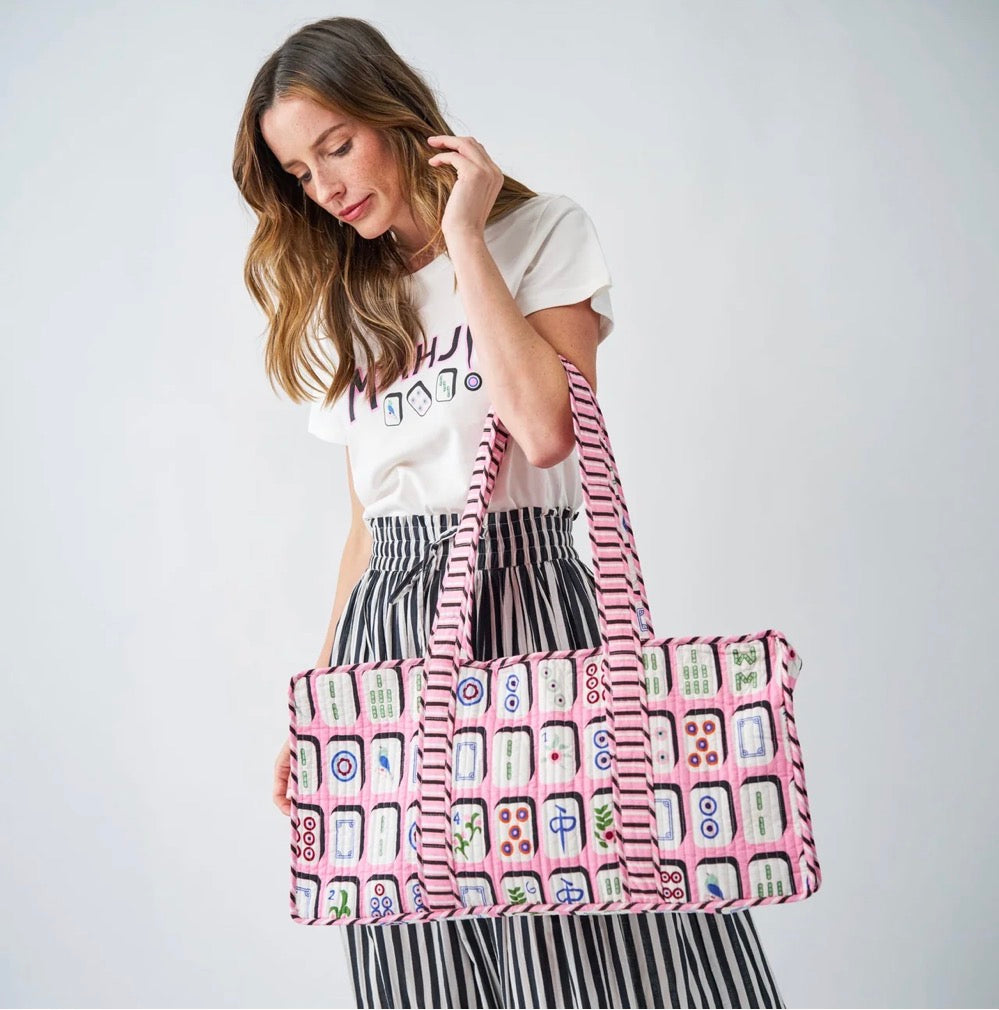 KAYA MAHJONG ZIPPERED GAME BAG PINK