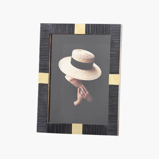 Maha Black Bone with Brass Trim Photo Frame-4x6