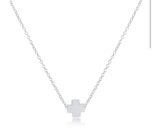16” Necklace Gold Signature Cross- Sterling Silver