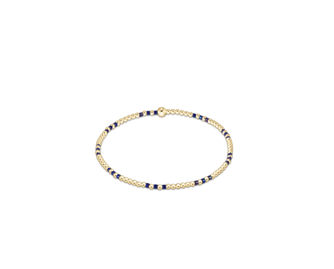 Hope Joy Pattern 2mm Bead Bracelet- Blue Metallic