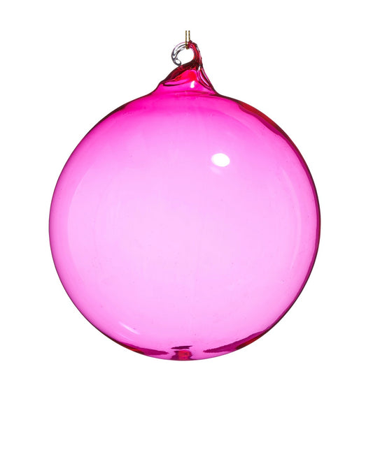 Pink Sheer Blown Glass Ball Ornament